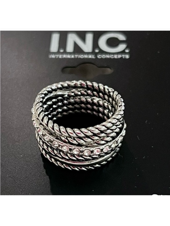 I.N.C. International Concepts Textured Pavé Crossover Ring. Size: 6 - Picture 2 of 7